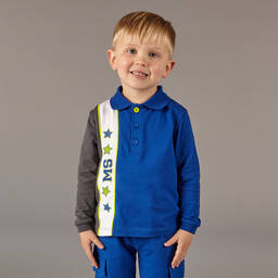 ميتش آند سون-توب بولو قطن بيكيه لون أزرق للأولاد | Childrensalon Outlet