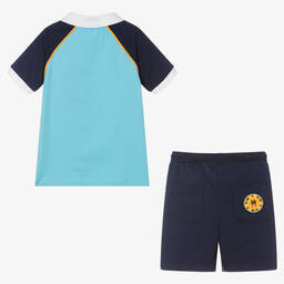 Mitch & Son-Boys Blue Cotton Shorts Set | Childrensalon Outlet