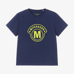 Mitch & Son-Boys Blue Cotton T-Shirt | Childrensalon Outlet