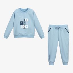 Mitch & Son-Boys Blue Cotton Tracksuit | Childrensalon Outlet