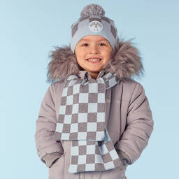 Mitch & Son-Boys Blue & Grey Scarf (120cm) | Childrensalon Outlet