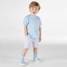 Mitch & Son-طقم شورت قطن جيرسي لون أزرق فاتح ورمادي للأولاد | Childrensalon Outlet