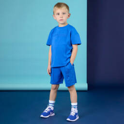 Mitch & Son-Boys Blue Knitted Jersey Ensemble | Childrensalon Outlet