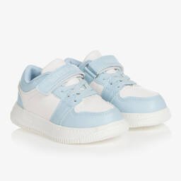 Mitch & Son-Boys Blue & White Velcro Trainers | Childrensalon Outlet
