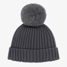 Mitch & Son-Boys Charcoal Knit Pom Hat | Childrensalon Outlet