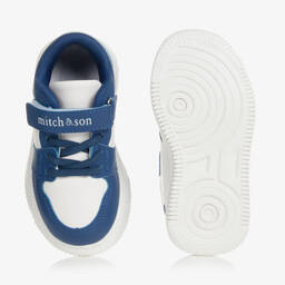 Mitch & Son-Boys Dark Blue & White Velcro Trainers | Childrensalon Outlet