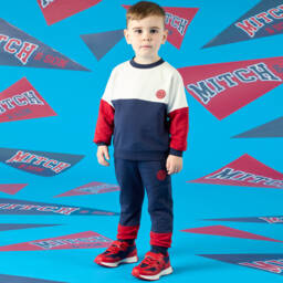 Mitch & Son-حذاء رياضي جلد صناعي لون أحمر و كحلي للأولاد | Childrensalon Outlet