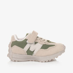 Mitch & Son-Boys Faux Suede Grey-Green Trainers | Childrensalon Outlet