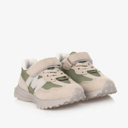 Mitch & Son-Boys Faux Suede Grey-Green Trainers | Childrensalon Outlet