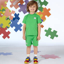 Mitch & Son-Boys Green Cotton Jersey Shorts Set | Childrensalon Outlet