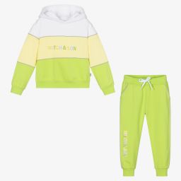 Mitch & Son-تراكسوت قطن جيرسي لون أخضر وأصفر للأولاد | Childrensalon Outlet