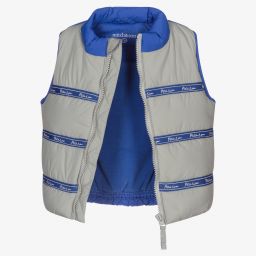 ميتش آند سون-Boys Grey & Blue Puffer Gilet | Childrensalon Outlet