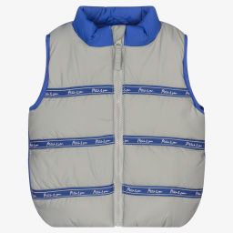 ميتش آند سون-Boys Grey & Blue Puffer Gilet | Childrensalon Outlet