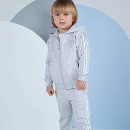 Mitch & Son-Boys Grey Cotton Jersey Tracksuit | Childrensalon Outlet