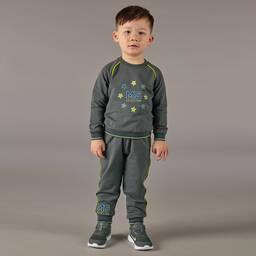 Mitch & Son-Boys Grey Cotton Tracksuit | Childrensalon Outlet