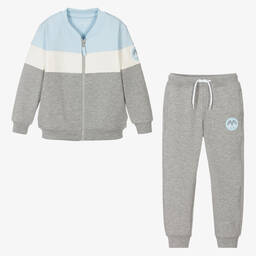 Mitch & Son-Boys Grey Cotton Tracksuit | Childrensalon Outlet