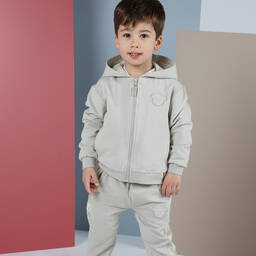 Mitch & Son-Boys Grey Cotton Tracksuit | Childrensalon Outlet