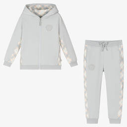 Mitch & Son-Boys Grey Cotton Tracksuit | Childrensalon Outlet