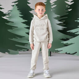 Mitch & Son-Boys Grey Embossed Hoodie Set | Childrensalon Outlet