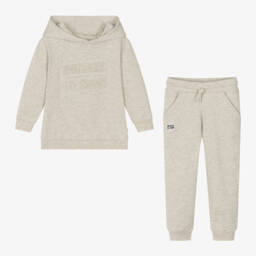 Mitch & Son-Boys Grey Embossed Hoodie Set | Childrensalon Outlet