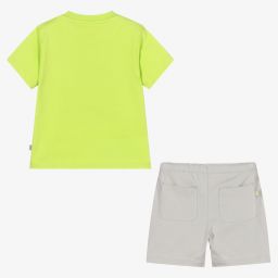 Mitch & Son-طقم شورت قطن جيرسي لون رمادي وأخضر للأولاد | Childrensalon Outlet