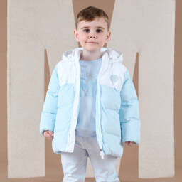 Mitch & Son-معطف بافر بهودي لون أزرق فاتح وأبيض للأولاد | Childrensalon Outlet