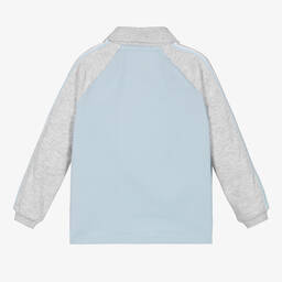 Mitch & Son-Boys Light Blue & Grey Cotton Polo Top | Childrensalon Outlet