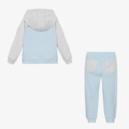 Mitch & Son-Boys Light Blue & Grey Cotton Tracksuit | Childrensalon Outlet