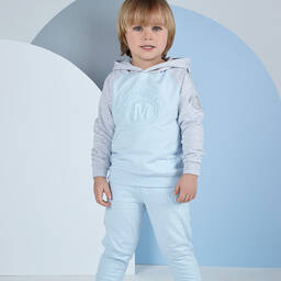 Mitch & Son-Boys Light Blue & Grey Cotton Tracksuit | Childrensalon Outlet