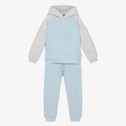 Mitch & Son-Boys Light Blue & Grey Cotton Tracksuit | Childrensalon Outlet