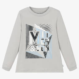 Mitch & Son-توب قطن جيرسي لون رمادي فاتح للأولاد | Childrensalon Outlet