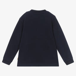 Mitch & Son-Boys Navy Blue Cotton Varsity Logo Top | Childrensalon Outlet