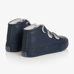 Mitch & Son-Boys Navy Blue High-Top Trainers | Childrensalon Outlet