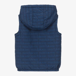 Mitch & Son-Boys Navy Blue Hooded Gilet | Childrensalon Outlet