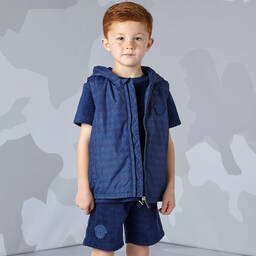 Mitch & Son-Boys Navy Blue Hooded Gilet | Childrensalon Outlet