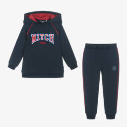 Mitch & Son-Boys Navy Cotton Hoodie Tracksuit | Childrensalon Outlet
