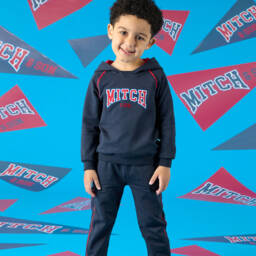 Mitch & Son-Boys Navy Cotton Hoodie Tracksuit | Childrensalon Outlet