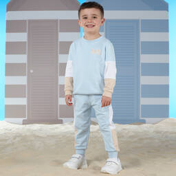 Mitch & Son-Boys Pale Blue Cotton Tracksuit | Childrensalon Outlet