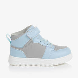 Mitch & Son-Boys Pale Blue & Grey High-Top Trainers | Childrensalon Outlet