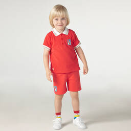 Mitch & Son-Boys Red Cotton Polo Shirt | Childrensalon Outlet