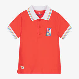 Mitch & Son-Boys Red Cotton Polo Shirt | Childrensalon Outlet