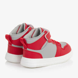 Mitch & Son-Boys Red & Grey High-Top Trainers | Childrensalon Outlet