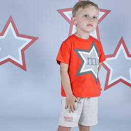 Mitch & Son-Boys Red & Grey Logo Shorts Set | Childrensalon Outlet