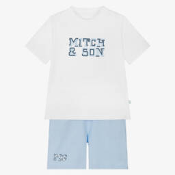 Mitch & Son-طقم ناعم للأولاد باللون الأبيض والأزرق | Childrensalon Outlet