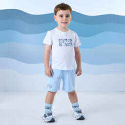 Mitch & Son-طقم ناعم للأولاد باللون الأبيض والأزرق | Childrensalon Outlet