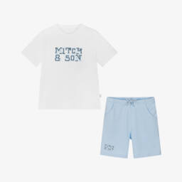 Mitch & Son-طقم ناعم للأولاد باللون الأبيض والأزرق | Childrensalon Outlet