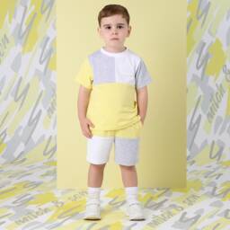 Mitch & Son-طقم رمادي وأصفر نابض بالحياة للأولاد | Childrensalon Outlet