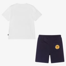 Mitch & Son-طقم شورت قطن جيرسي لون أبيض وكحلي للأولاد | Childrensalon Outlet