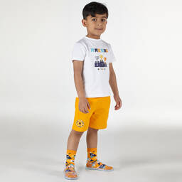 ميتش آند سون-تيشيرت قطن جيرسي لون أبيض للأولاد | Childrensalon Outlet