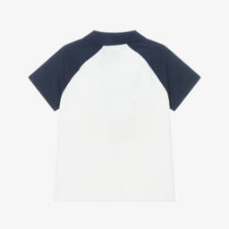 Mitch & Son-Boys White & Navy Polo Tee | Childrensalon Outlet